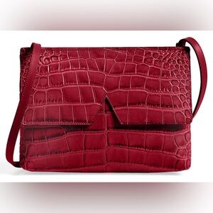 Vince Crossbody Crocodile Embossed Leather Bag